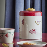 Yule Embossed Christmas Storage Jar with Lid 2300ml - Cream