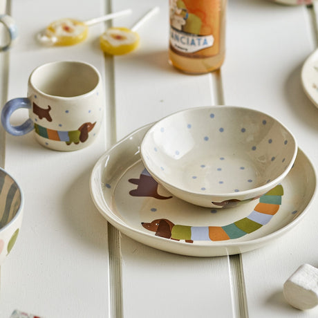 Charlie Dotted Stoneware Kids Dinner Set of 3 - Cream