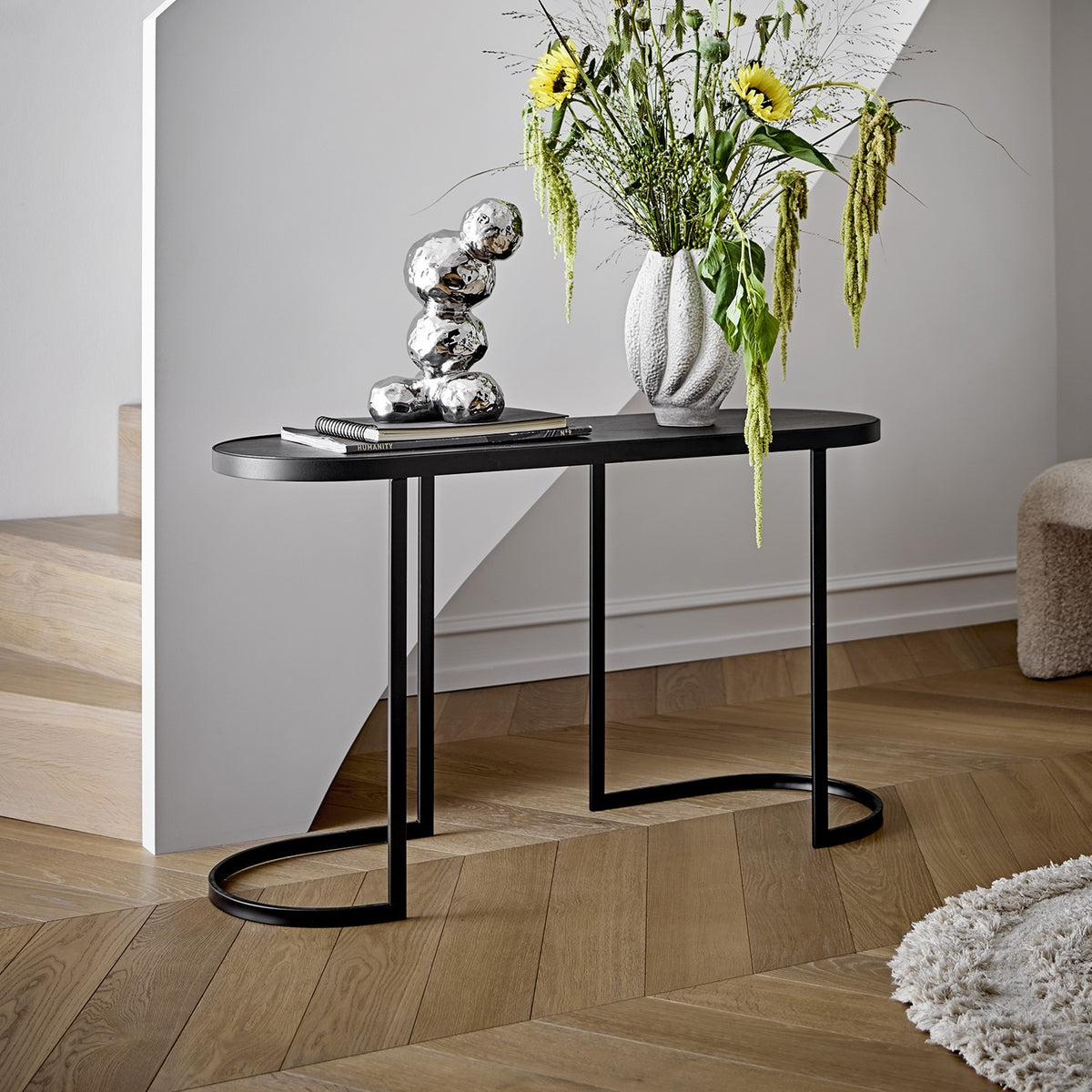 Carter Geometric Wooden Console Table - Black