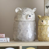 Puk Bear Stoneware Storage Jar with Lid 440ml - Grey