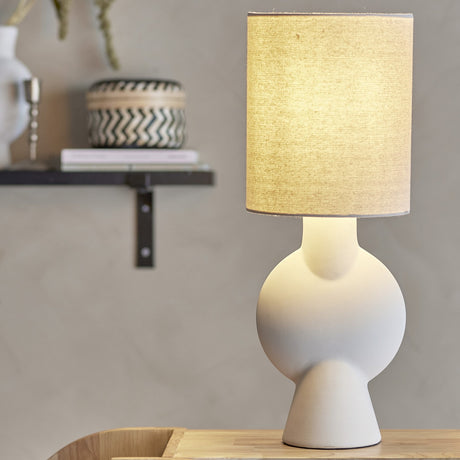 Sergio Stoneware Table Lamp with Linen Shade - Beige
