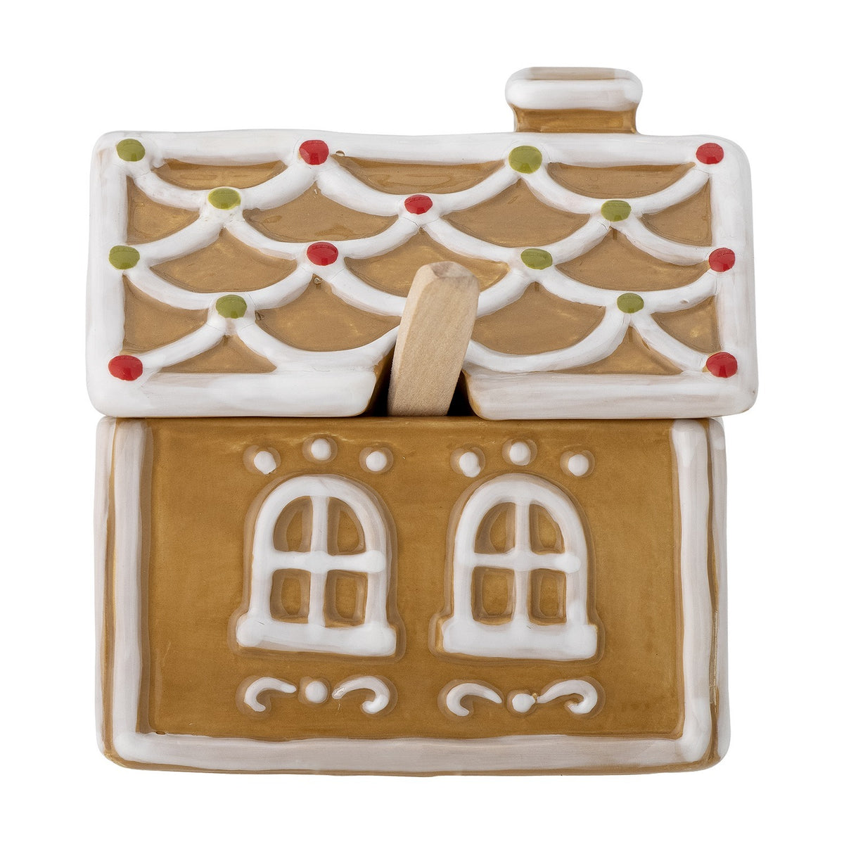 Ginnie House Ceramic Christmas Jar with Lid & Spoon 349ml - Brown