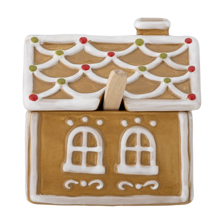 Ginnie House Ceramic Christmas Jar with Lid & Spoon 349ml - Brown