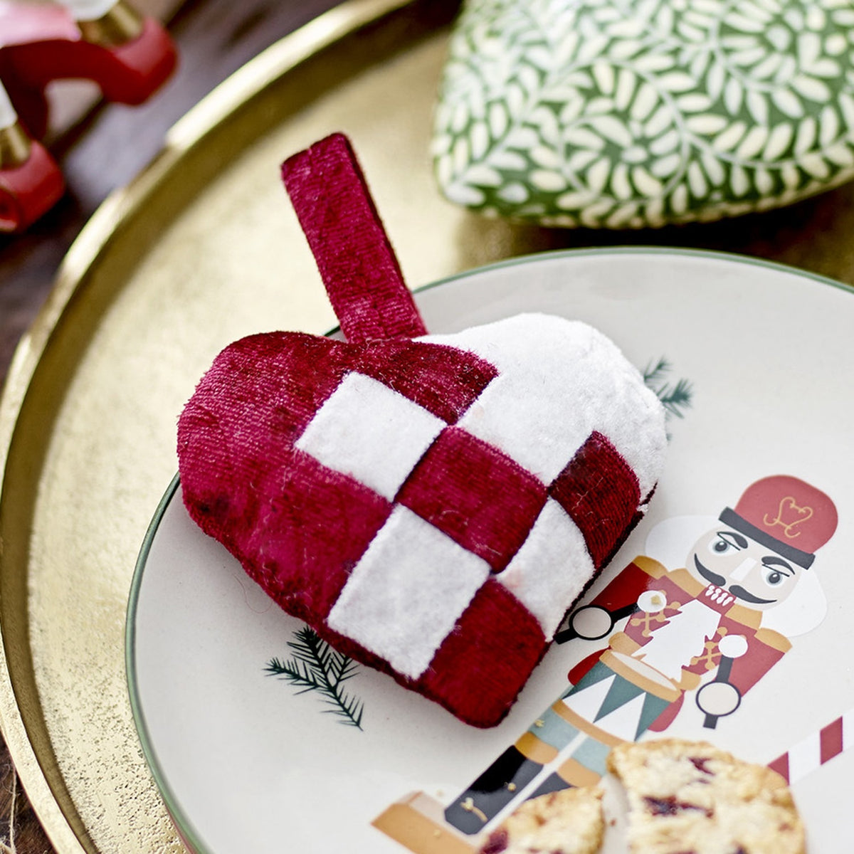 Velua Heart Christmas Tree Decorations Set of 3 - Red