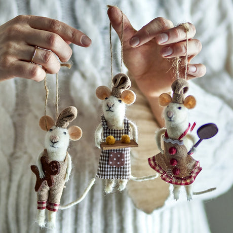 Peo Wool Christmas Tree Decorations Set of 3 - Beige