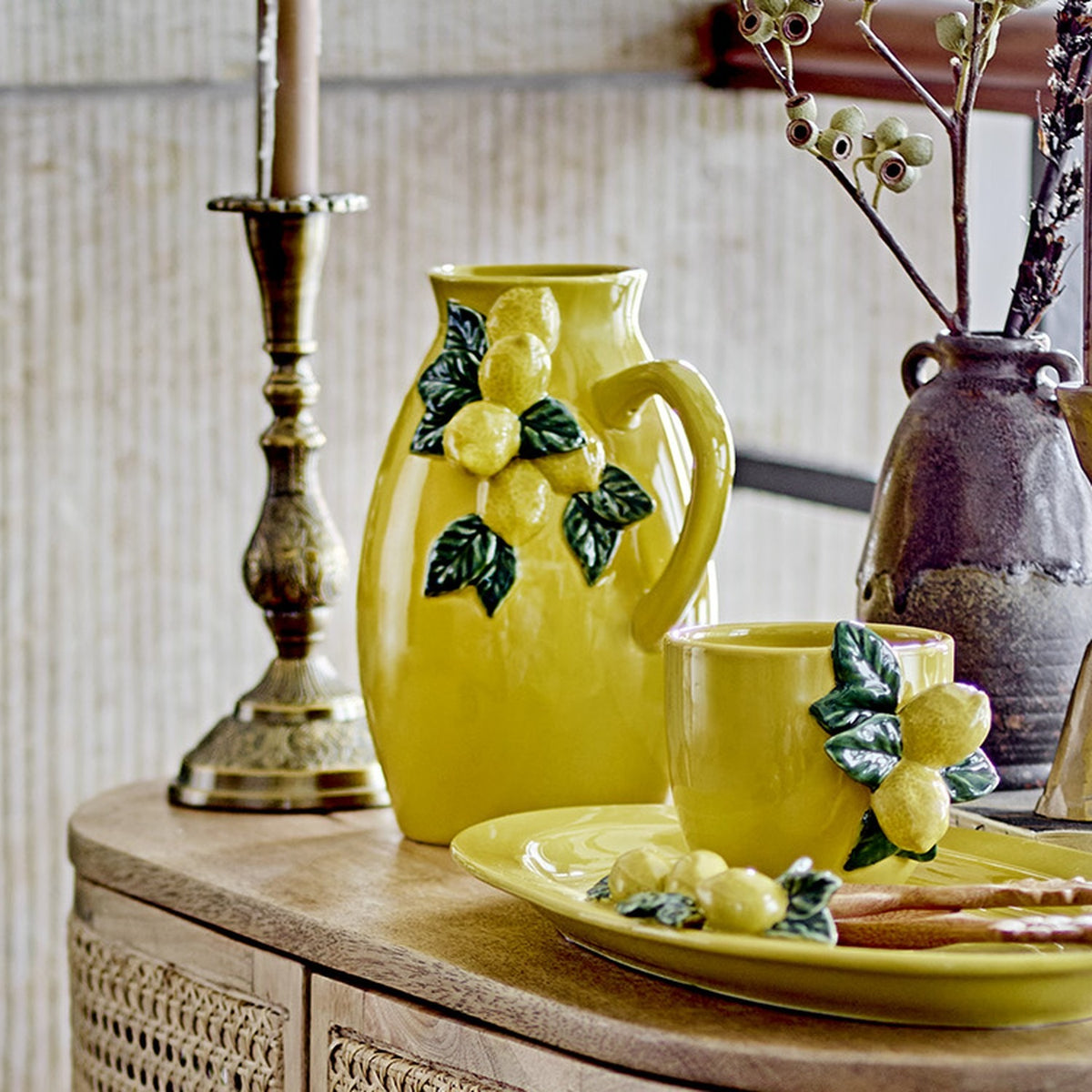 Limone Stoneware Jug 1600ml - Yellow