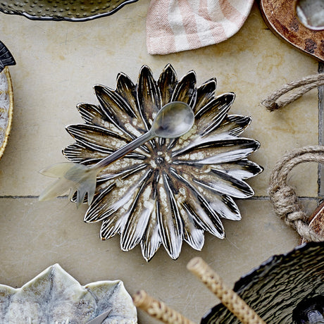 Manje Flower Stoneware Bowl 17.5cm - Brown