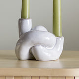 Haydn Stoneware Candle Holder - White