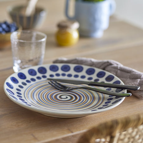 Shama Dotted Stoneware Dinner Plate - Multi