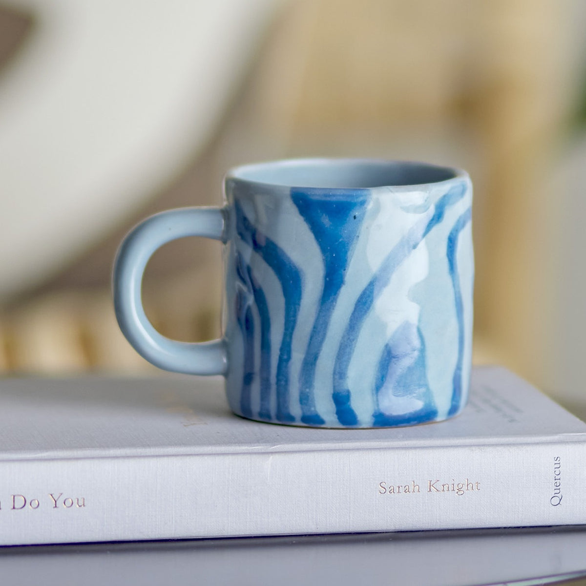 Ninka Striped Stoneware Cup 200ml - Blue