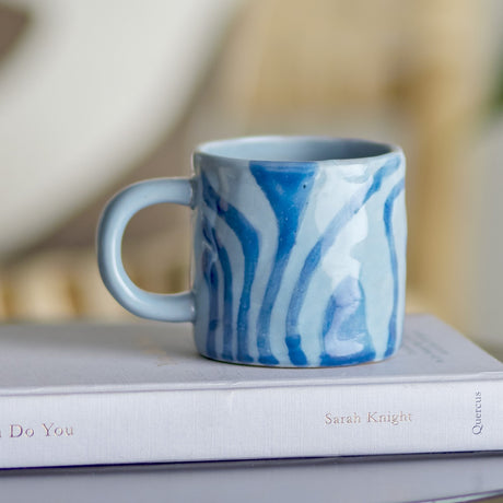 Ninka Striped Stoneware Cup 200ml - Blue