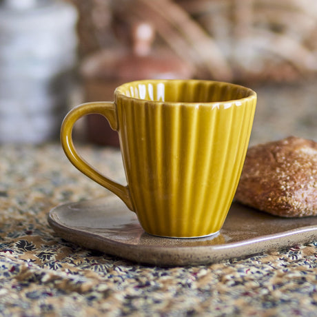 Latina Fluted Stoneware Cup 220ml - Yellow
