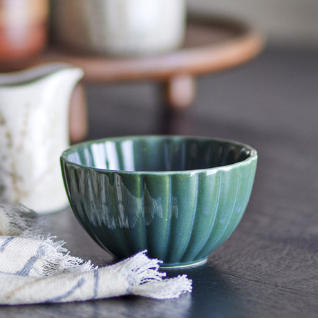 Latina Fluted Stoneware Bowl 12cm - Green
