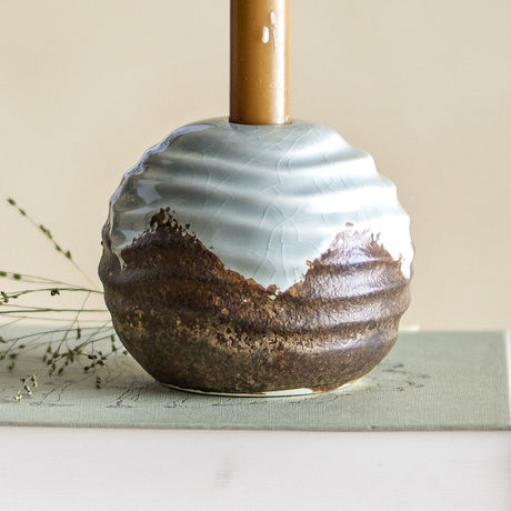 Paula Stoneware Candle Holder - Brown