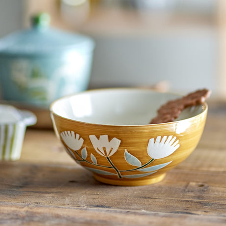Tangier Floral Stoneware Bowl 19.5cm - Orange