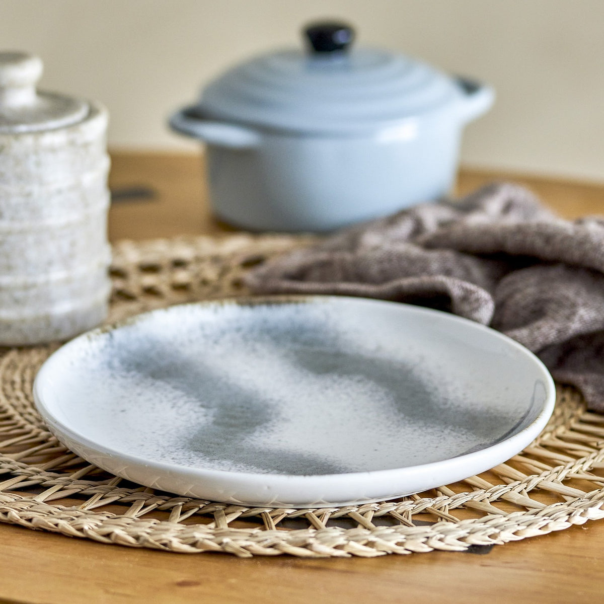 Paula Striped Stoneware Side Plate - White