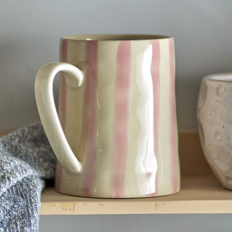Begonia Striped Stoneware Mug 440ml - Pink