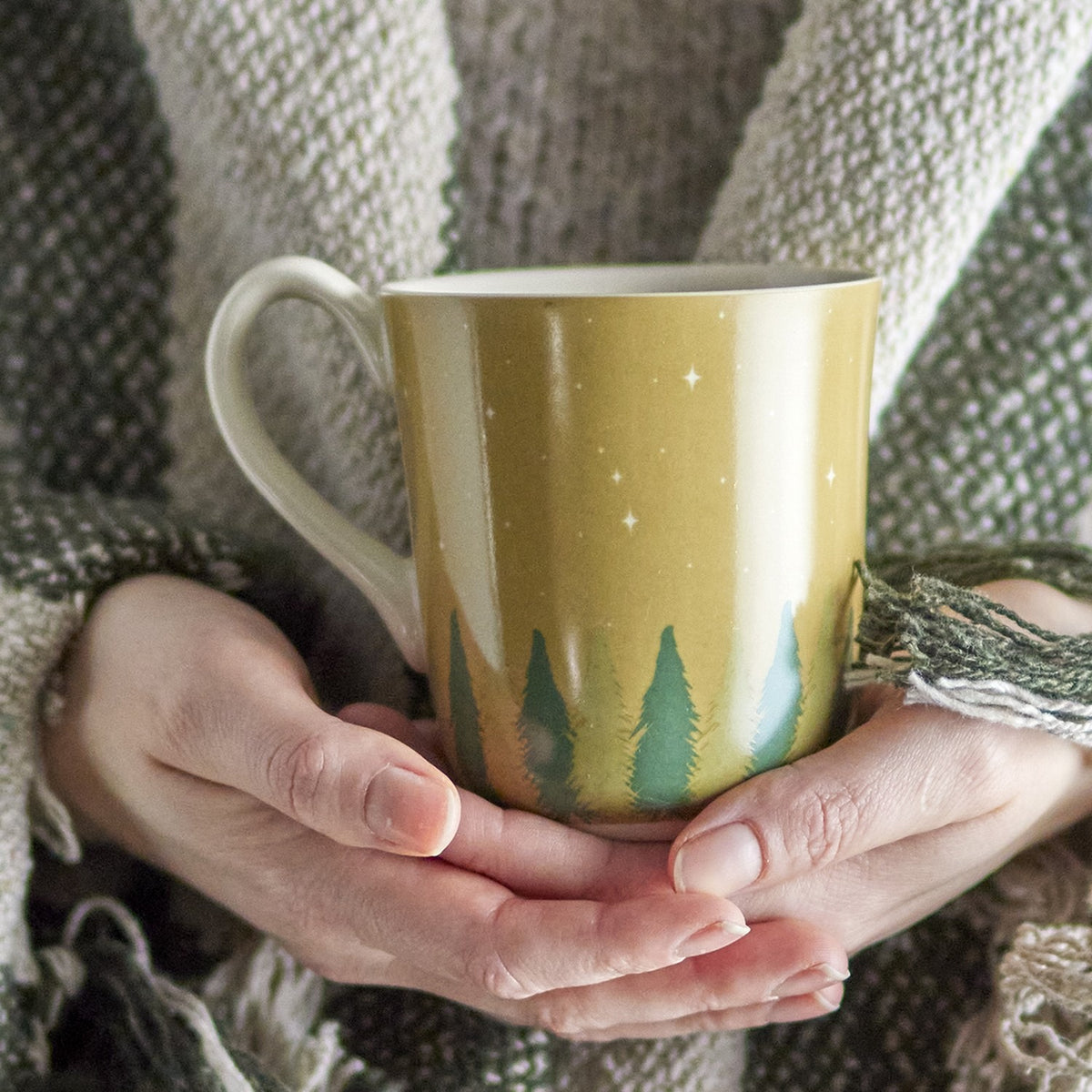Spruce Star Stoneware Christmas Mug 350ml - Yellow