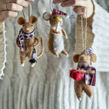 Peo Wool Christmas Tree Decorations Set of 3 - Brown
