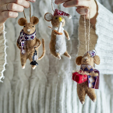 Peo Wool Christmas Tree Decorations Set of 3 - Brown