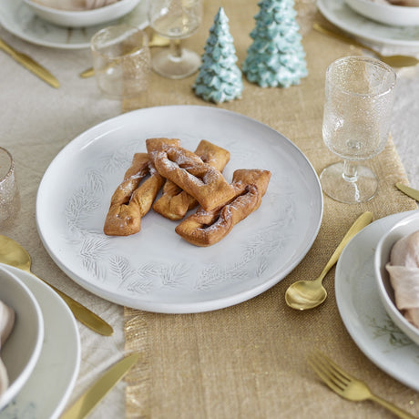 Winter Embossed Stoneware Christmas Platter 34cm - White