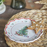 Naive Star Ceramic Christmas Plate - White