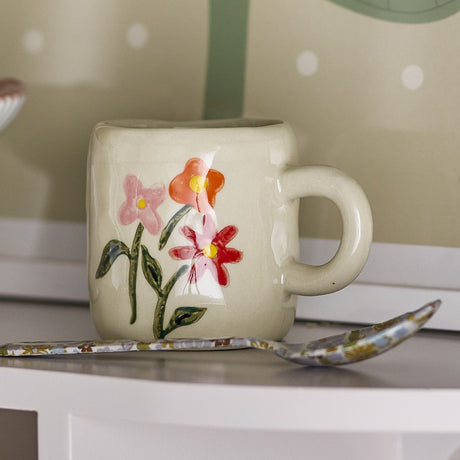 Millie Bouquet Stoneware Cup 110ml - Cream