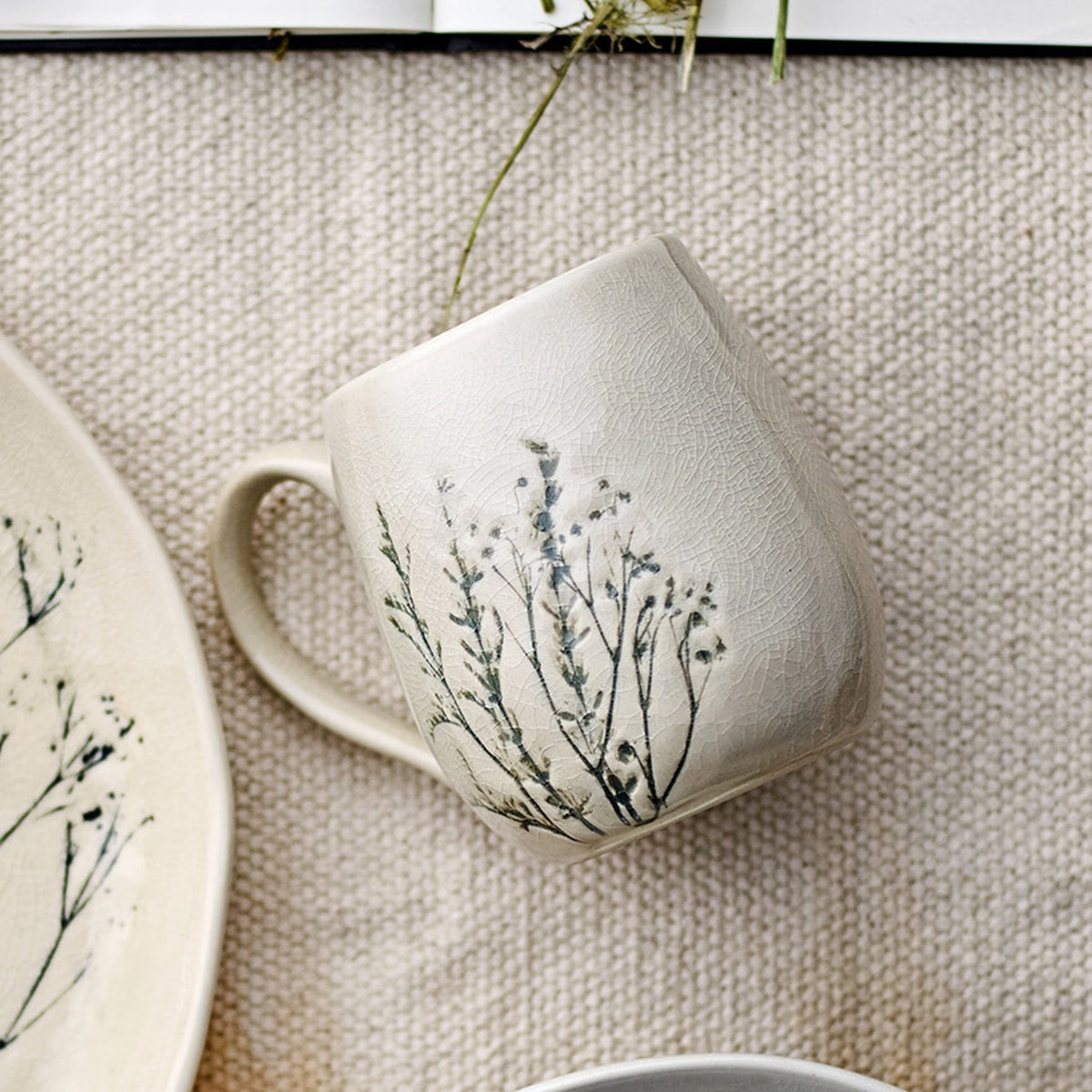 Bea Crackle Stoneware Breakfast Set of 12 - Cream