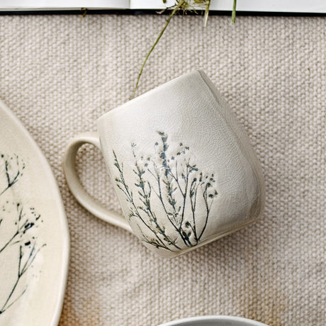 Bea Floral Stoneware Mugs 400ml Set of 6 - Cream