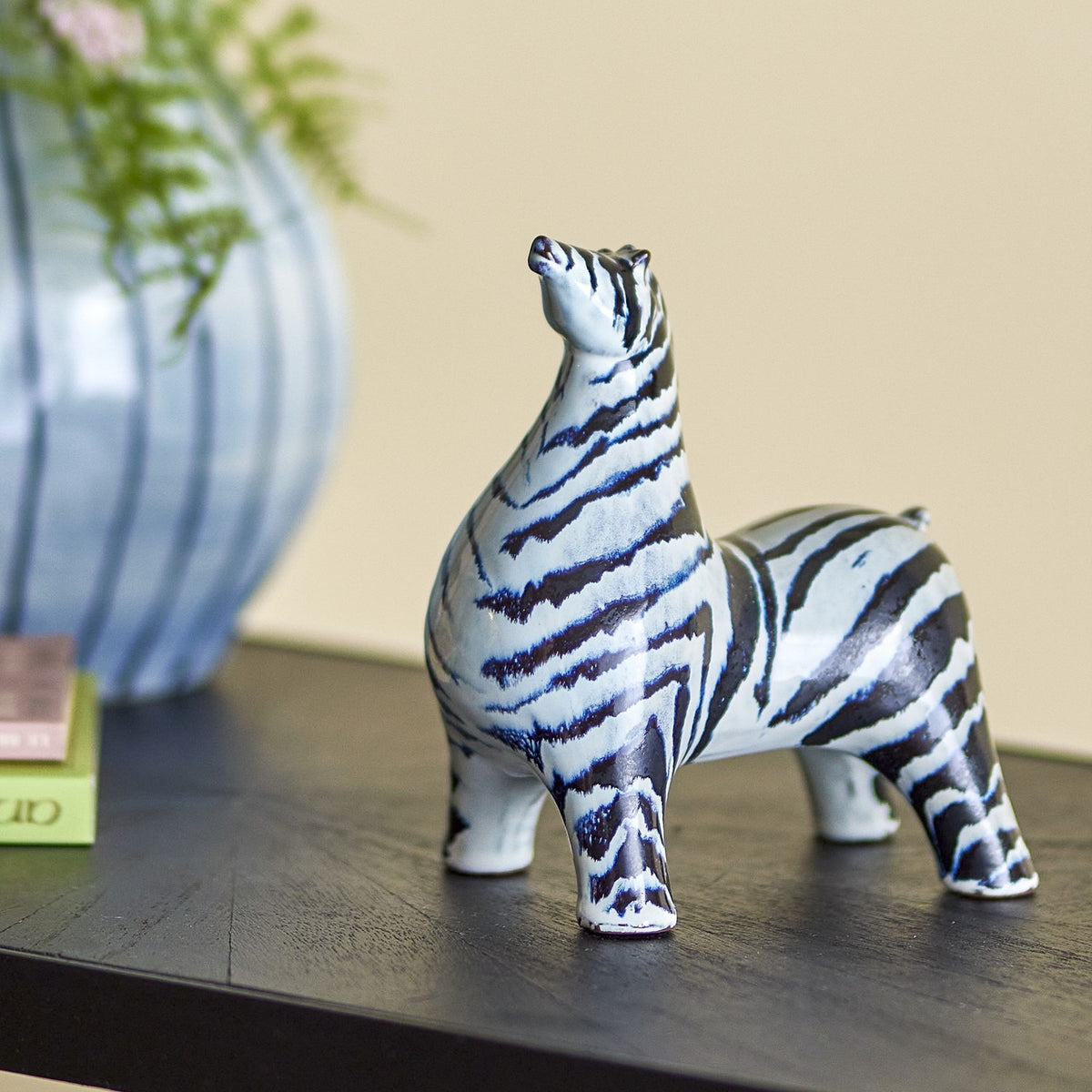 Zayn Zebra Stoneware Ornament - White