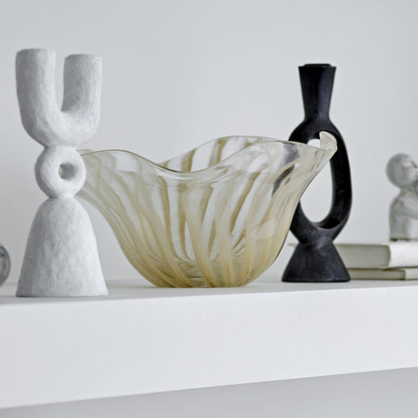 Imri Striped Glass Bowl 32x30cm - Beige
