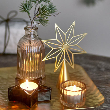 Sanga Glass Christmas Trays with Tealight Holders Set of 6 - Gold