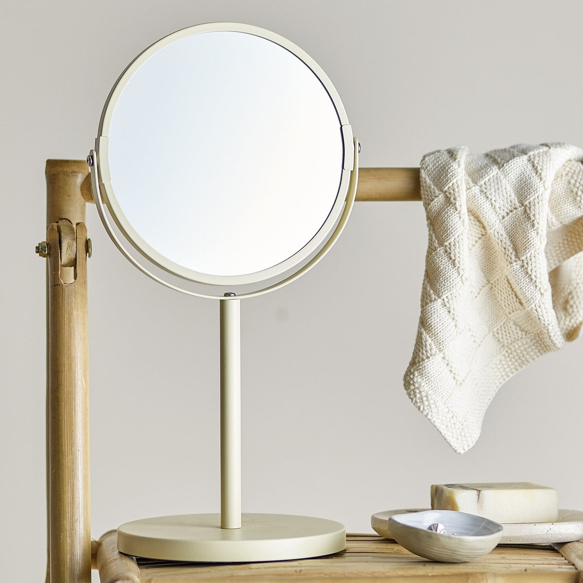 Milde Round Iron Table Mirror 20cm - Cream