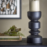 Bowen Wooden Candle Holder - Black