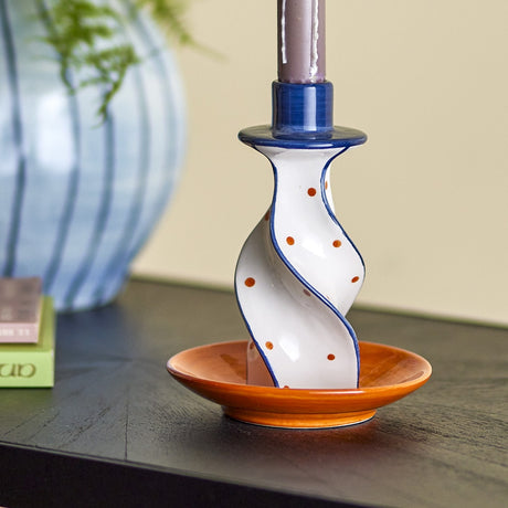 Kairi Stoneware Candle Holder 15.5cm - Multi