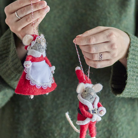 Peo Wool Christmas Tree Decorations 12cm Set of 2 - Red
