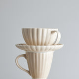 Latina Wavy Stoneware Cup & Saucer 220ml - Cream