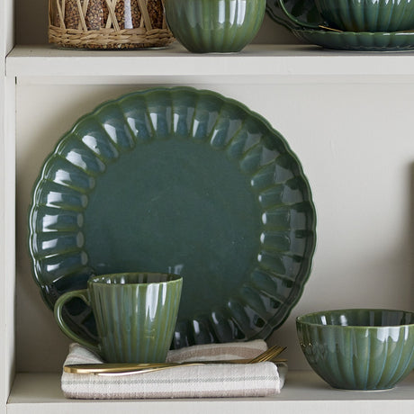 Latina Wavy Stoneware Dinner Plate - Green