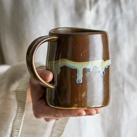 Yori Wavy Stoneware Mug 450ml - Brown