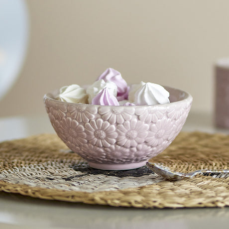 Benji Embossed Stoneware Bowl 14cm - Pink