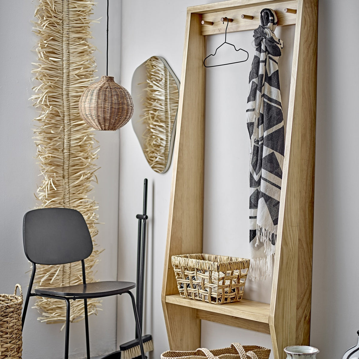 Vance Wooden Clothes Rail - Beige