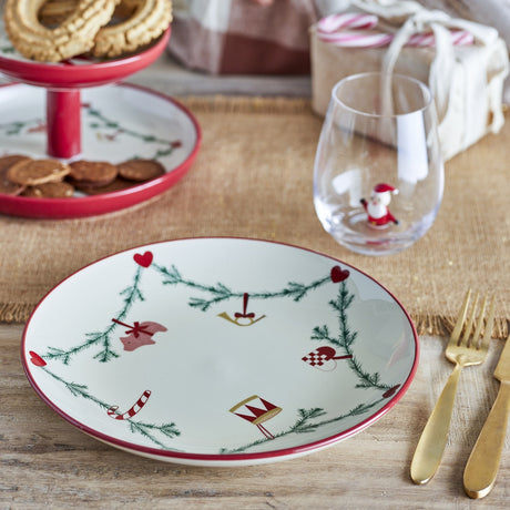 Yule Stoneware Christmas Dinner Plate - Cream