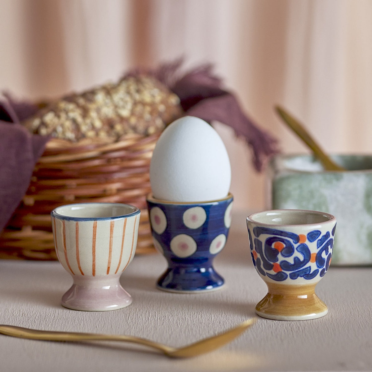 Eviaya Stoneware Egg Cups Set of 3 - Multi