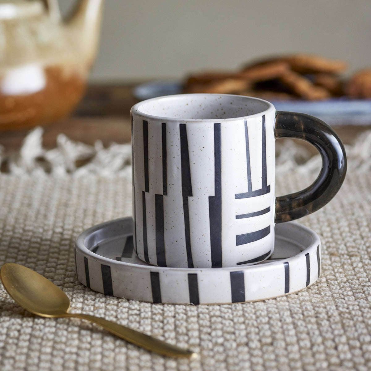 Frankie Stoneware Cup & Saucer 300ml Set of 2 - White