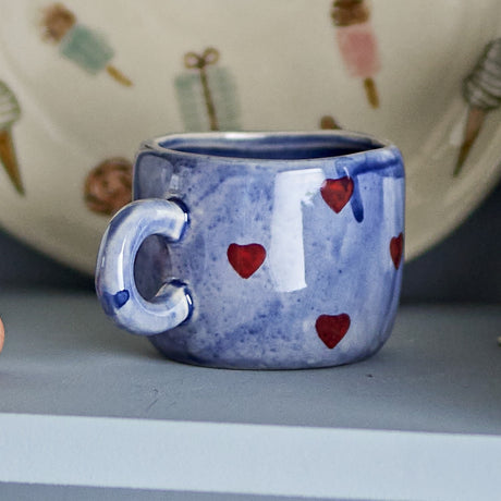 Nini Heart Stoneware Cup 100ml - Blue
