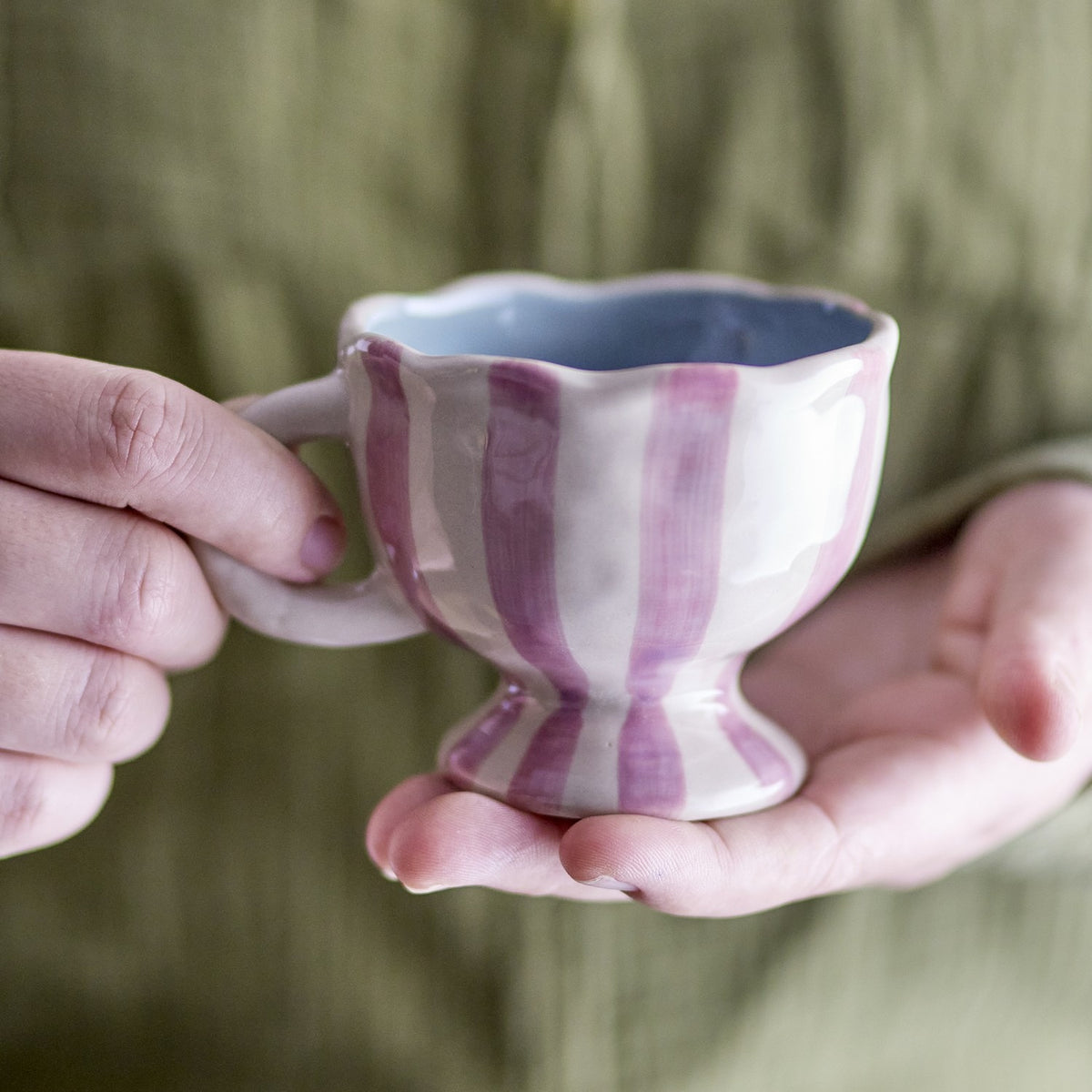 Willa Pink Striped Stoneware Cup 215ml - Multi