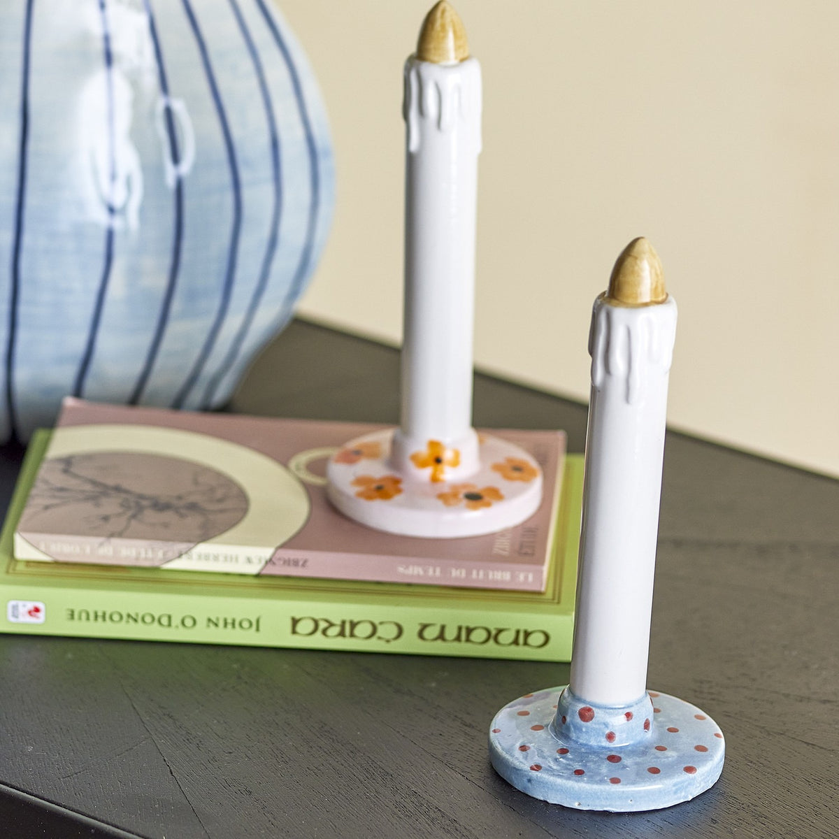 Heida Dotted Stoneware Ornaments Set of 2 - Multi