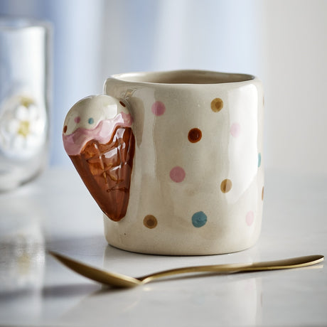 Creamy Dotted Stoneware Cup 255ml - Cream
