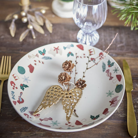 Yule Stoneware Christmas Platter - Cream