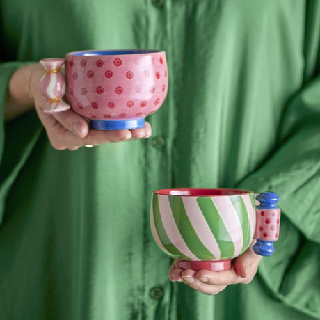 Caramella Stoneware Christmas Cups 250ml Set of 2 - Multi